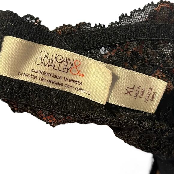 Gilligan O Malley Women's XL Padded Lace Bralette Black Nude Mesh Lace - Picture 5 of 5